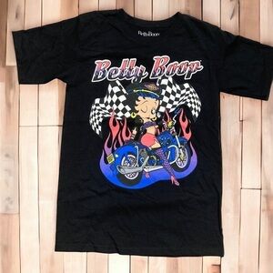 Betty Boop Motorcycle Flames Tee New Small